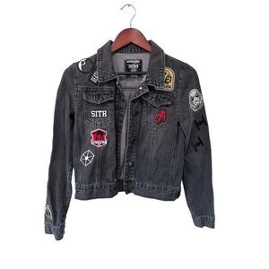 We Love Fine by Goldie Star Wars Patchwork Denim Jacket Black Sith Darkside Smal